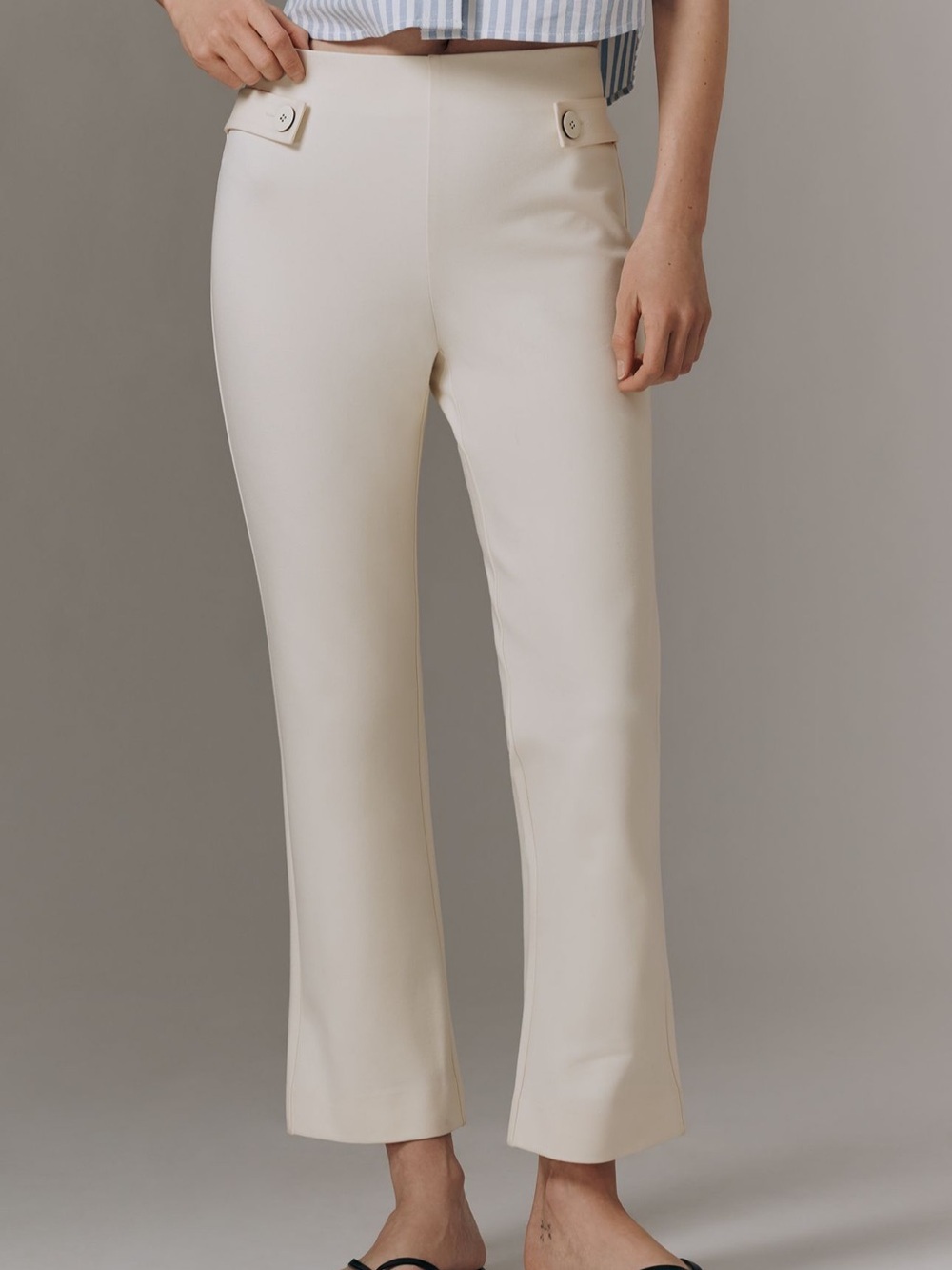 NWT Maeve by Anthropologie Ivory Slim Straight Ankle Pants Size Small